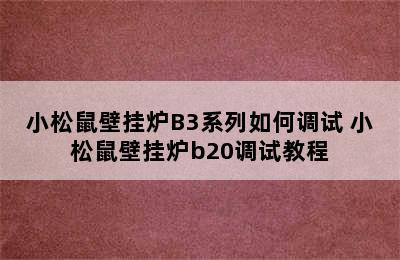 小松鼠壁挂炉B3系列如何调试 小松鼠壁挂炉b20调试教程